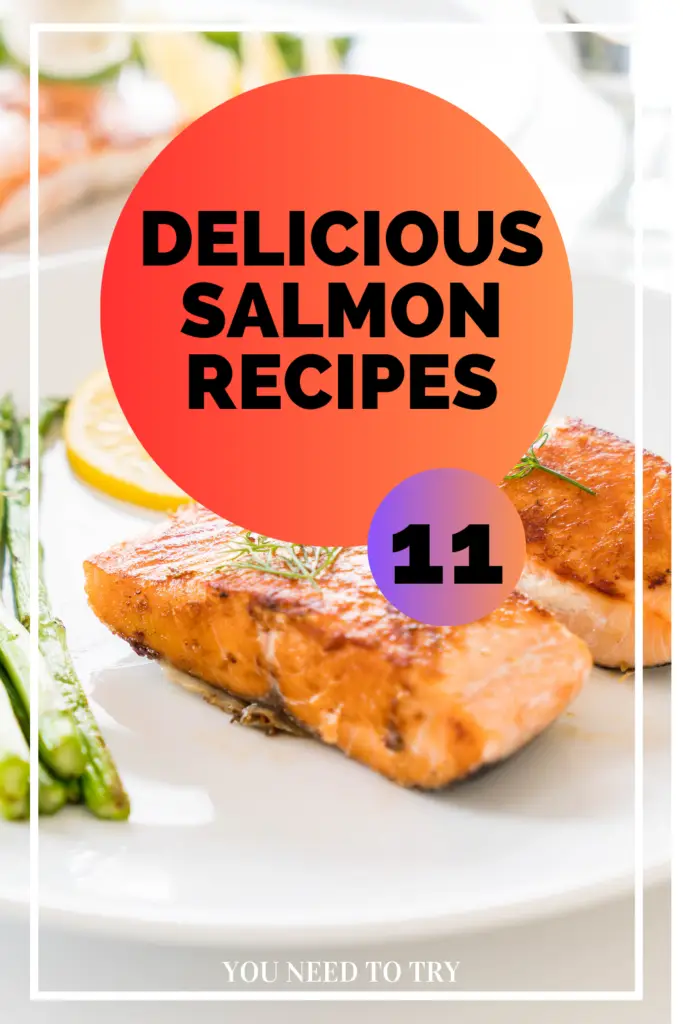 A beautifully plated salmon fillet with a side of asparagus and lemon slices, overlaid with bold text highlighting