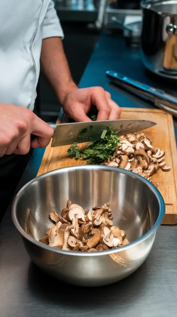 Chef preparing Shiitake Mushrooms, a valuable skill for crafting Easter recipes.